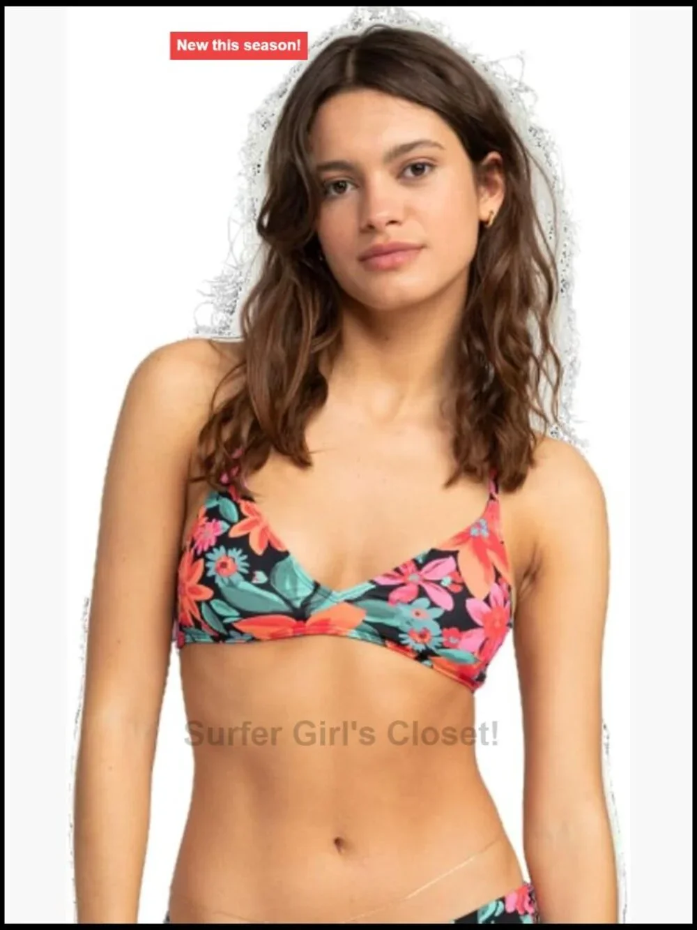 UPF 50+ Quick-Dry Removable Pads Triangle Bikini Top Swimsuit